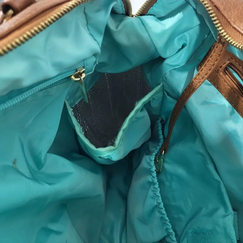 Mominside Diaper bag/ Tote Backpack Vegan Leather Insulated Pouches Many Pockets